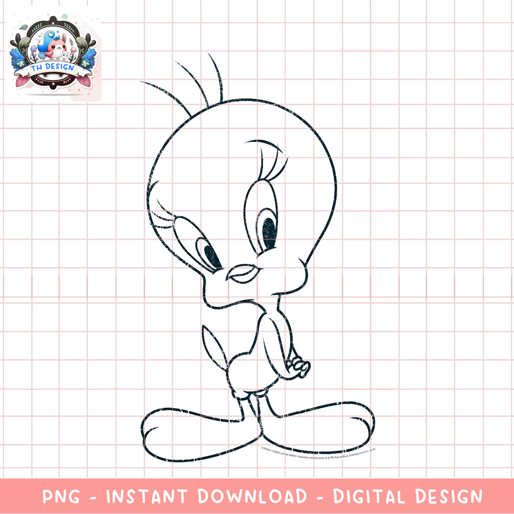 Kids Looney Tunes Tweety Simple Outline png, digital download, instant .png