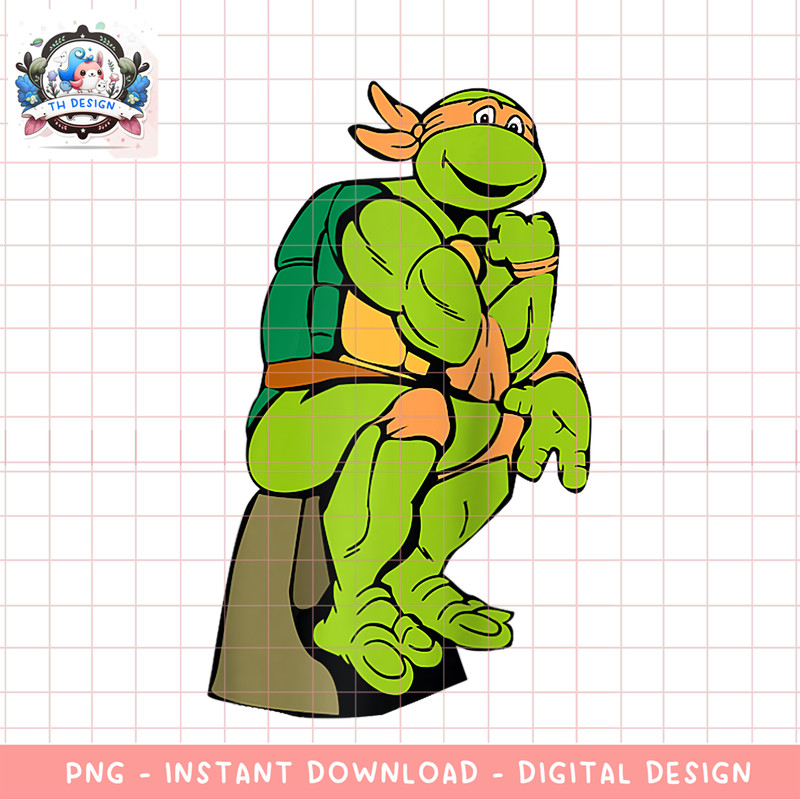 Mademark x Teenage Mutant Ninja Turtles - Michelangelo - The Thinker Raglan Baseball Tee .png
