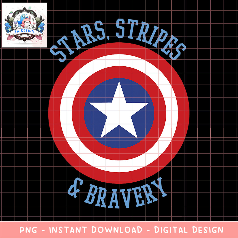 Marvel Captain America Stars Stripes Bravery Circle Shield png, digital download, instant .png