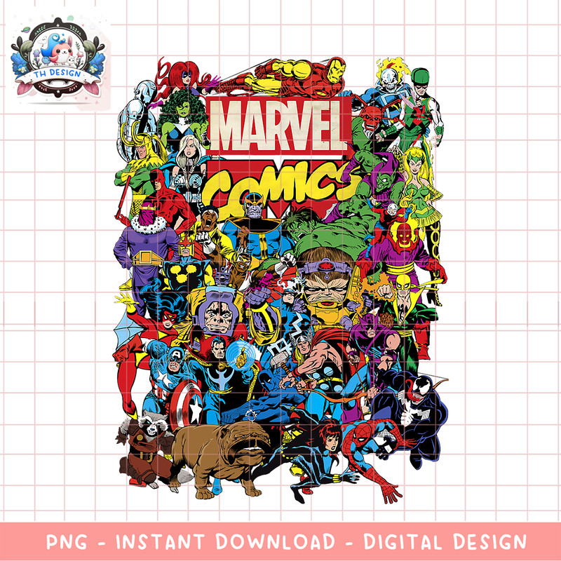 Marvel Comics Heroes Group Shot png, digital download, instant .png