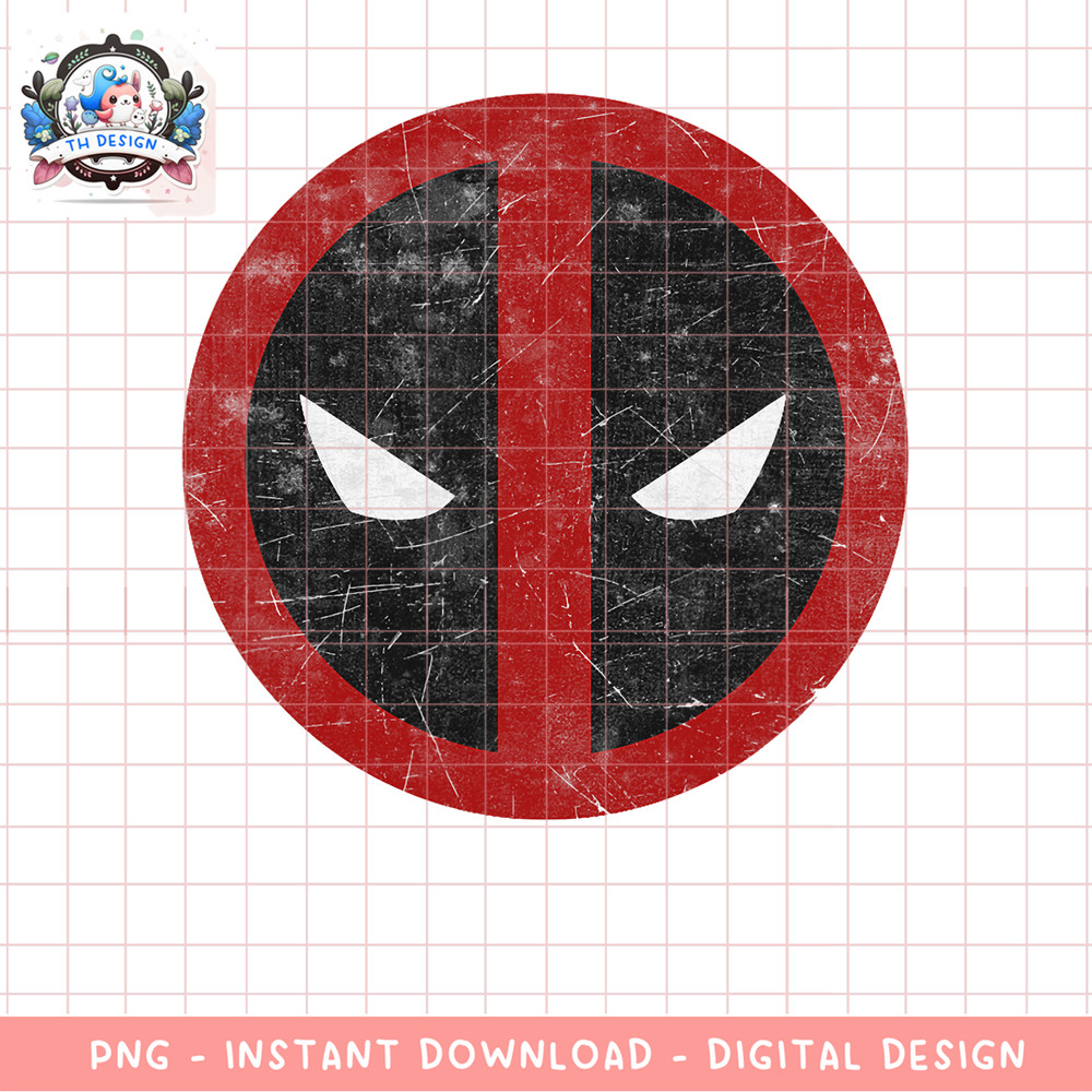 Marvel Deadpool Mask Classic Distressed Graphic png, digital download, instant png, digital download, instant .png