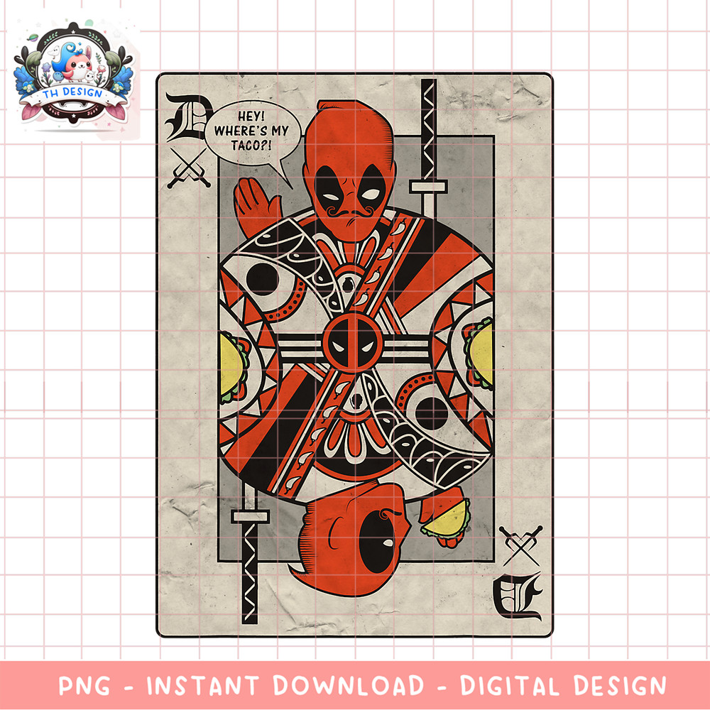 Marvel Deadpool Playing Card Taco Fight Graphic png, digital download, instant png, digital download, instant .png