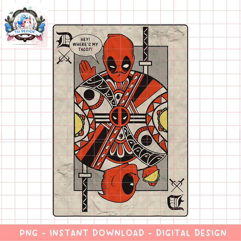 Marvel Deadpool Playing Card Taco Fight Graphic png, digital download, instant png, digital download, instant .png