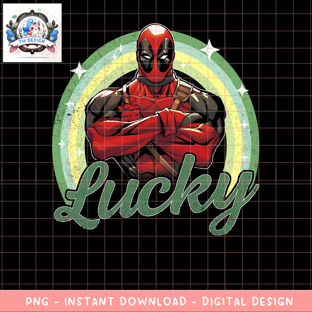 Marvel Deadpool Saint Patrick_s Day Lucky Rainbow png, digital download, instant .png