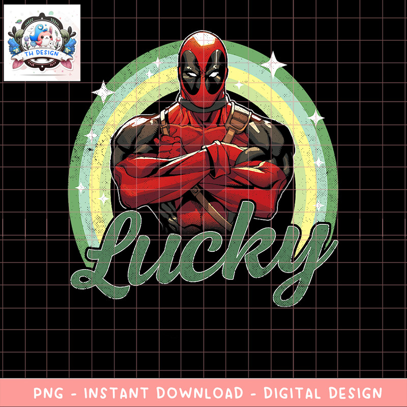 Marvel Deadpool Saint Patrick_s Day Lucky Rainbow png, digital download, instant .png