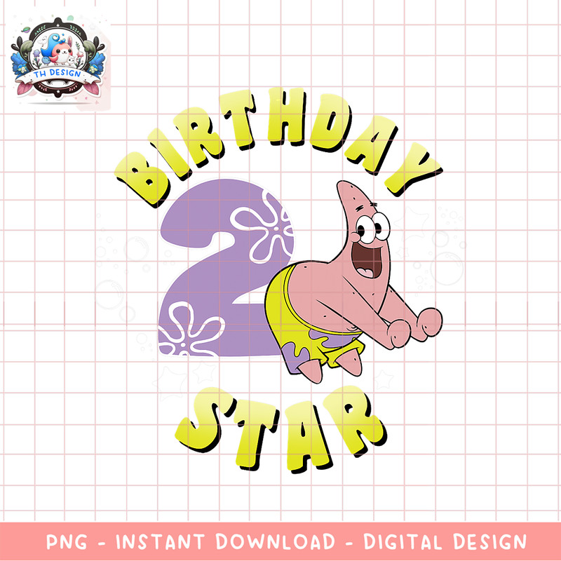 Nickelodeon SpongeBob SquarePants Patrick Star 2nd Birthday png, digital download, instant .png