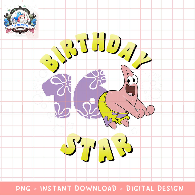 Nickelodeon SpongeBob SquarePants Patrick Star 16th Birthday png, digital download, instant .png