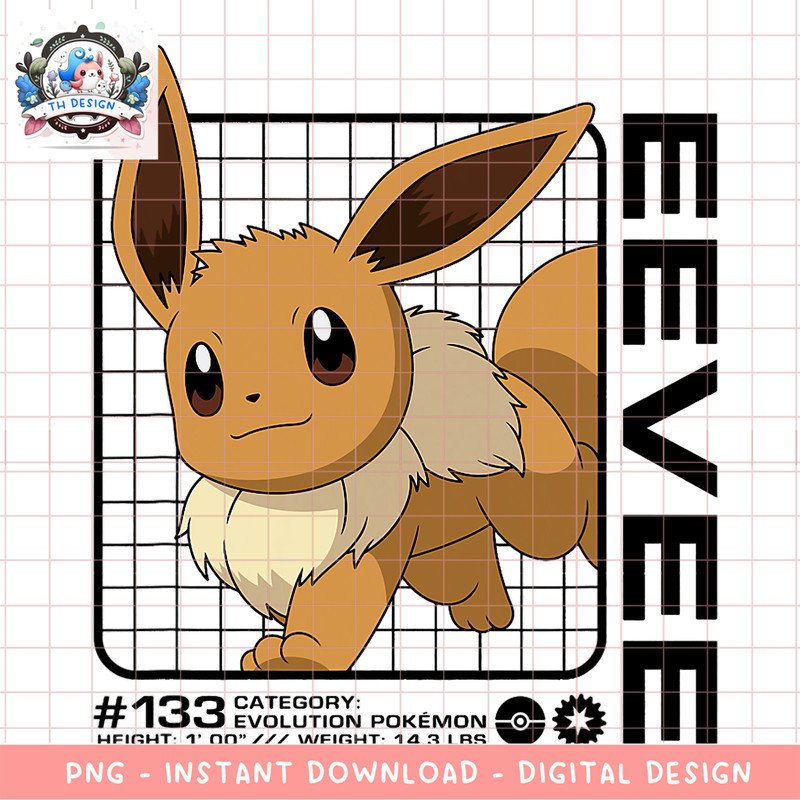 Pokemon - Eevee Stats png, digital download, instant .png