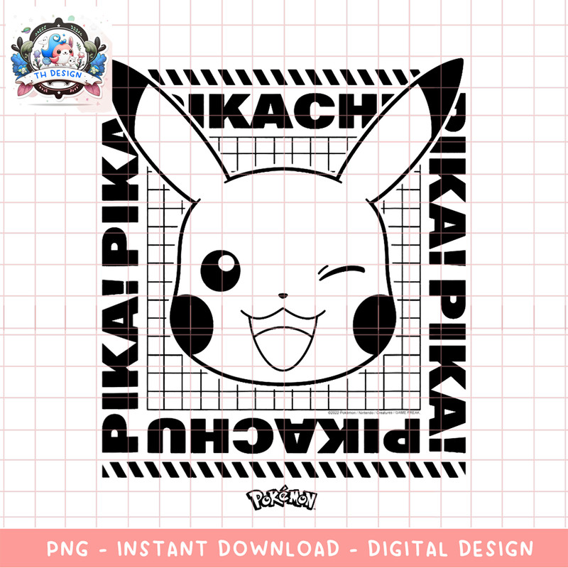 Pokemon - Pikachu Face With Grid png, digital download, instant .png