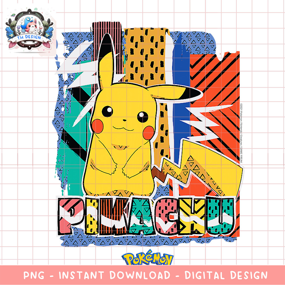 Pokemon - Pikachu Summer Pattern png, digital download, instant .png