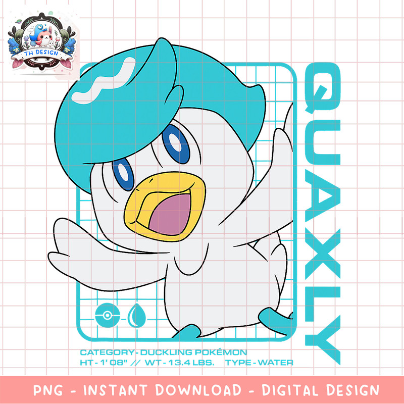 Pokemon - Quaxly Stats png, digital download, instant .png