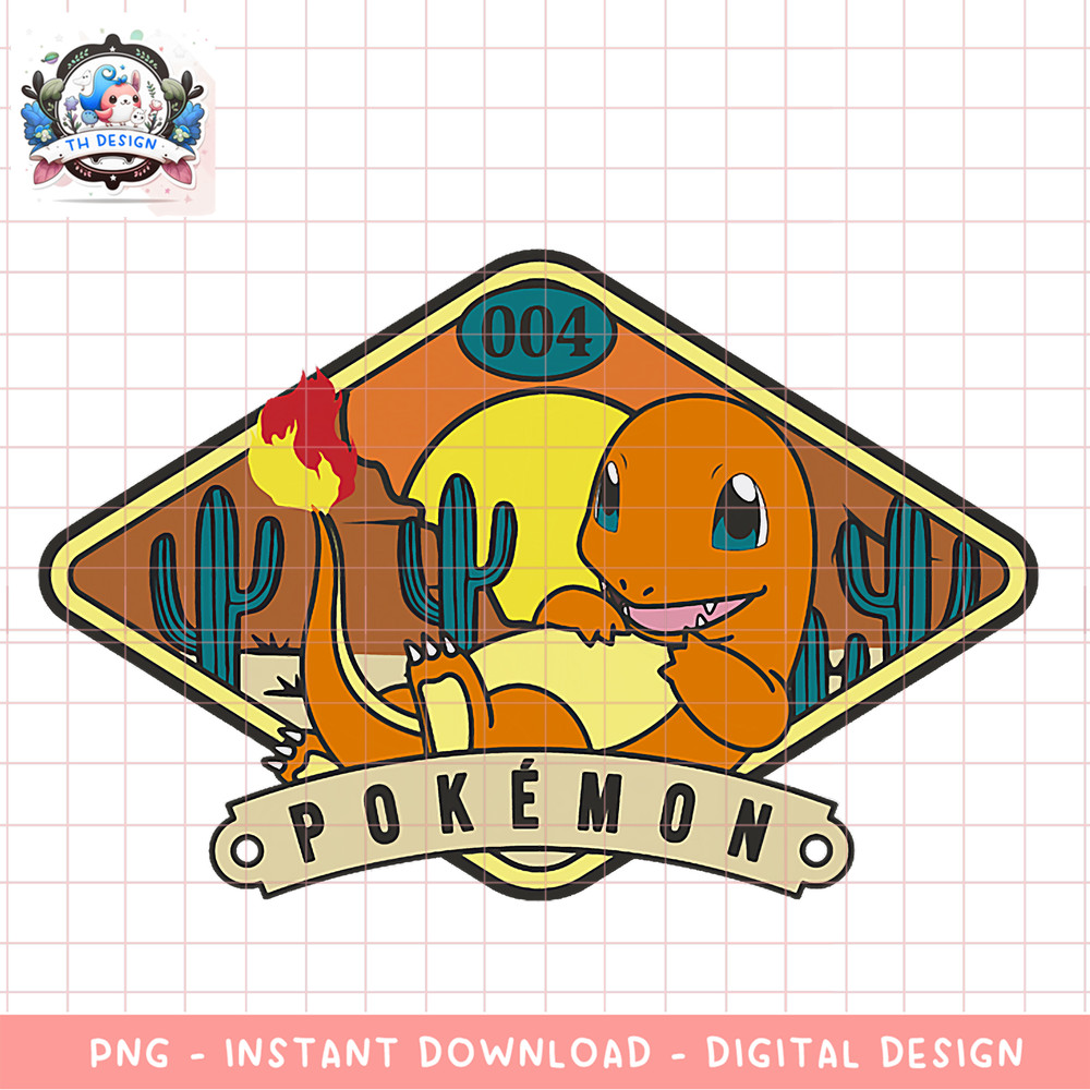 Pokemon 004 Charmander Lying Outdoors Desert Poster png, digital download, instant .png