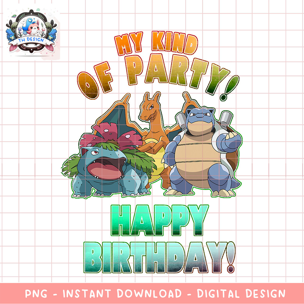 Pokemon Birthday Group My Kind Of Party Rainbow Text png, digital download, instant .png