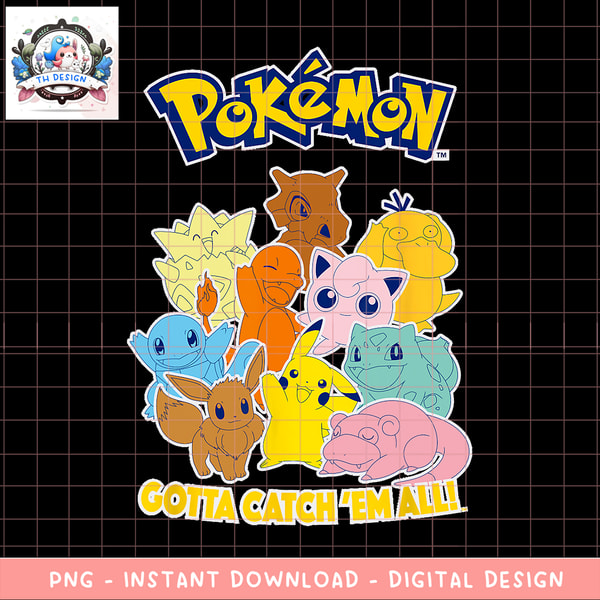 Pokemon Colorblocked Pokemon Group Shot Color Block Poster png, digital download | Inspire ...
