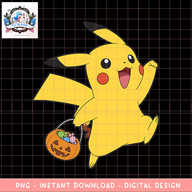 Pokemon Halloween Pikachu Candy Bucket png, digital download, instant .png
