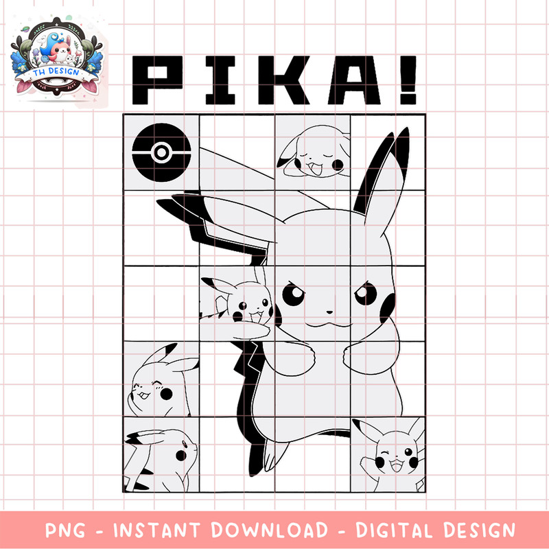 Pokemon Pika Squares png, digital download, instant .png