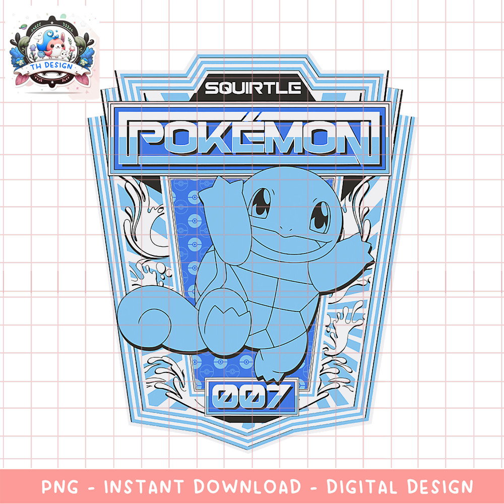 Pokemon Squirtle 007 Color Pop Badge png, digital download, instant .png