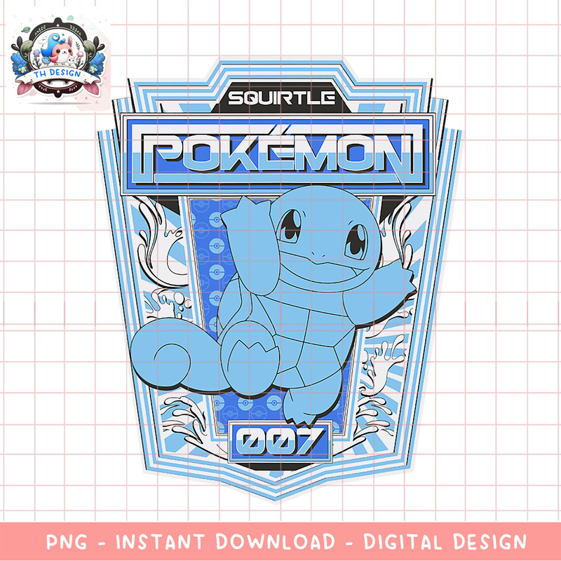 Pokemon Squirtle 007 Color Pop Badge png, digital download, instant .png
