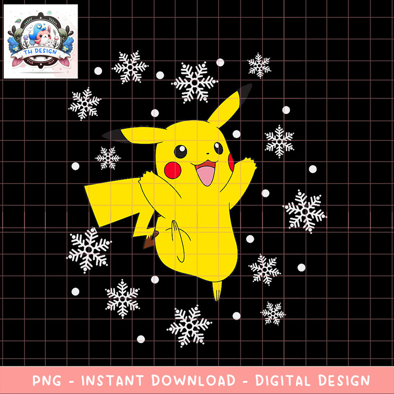 Pokemon Holiday Pikachu Snowflakes png, digital download, instant .png