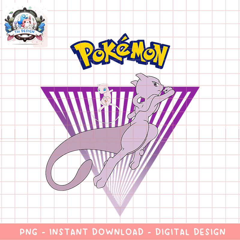 Pokemon Mewtwo and Mew png, digital download, instant .png