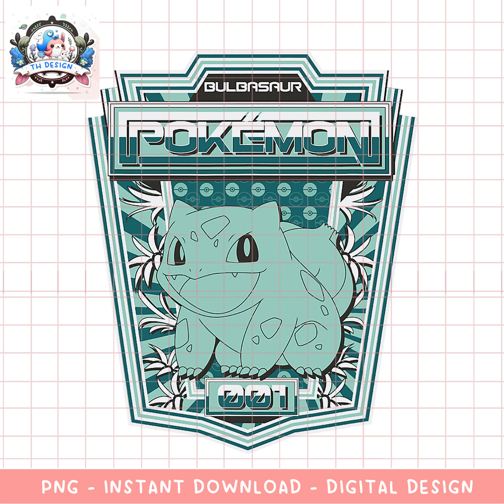 Pokemon Bulbasaur 001 Color Pop Badge png, digital download, instant .png