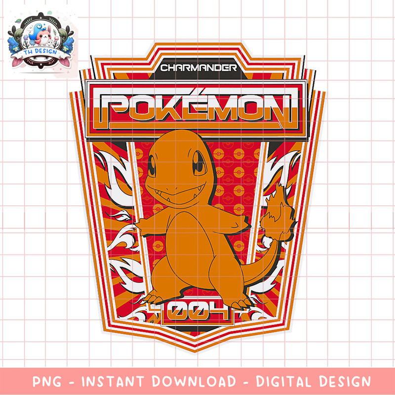 Pokemon Charmander 004 Color Pop Badge png, digital download, instant .png