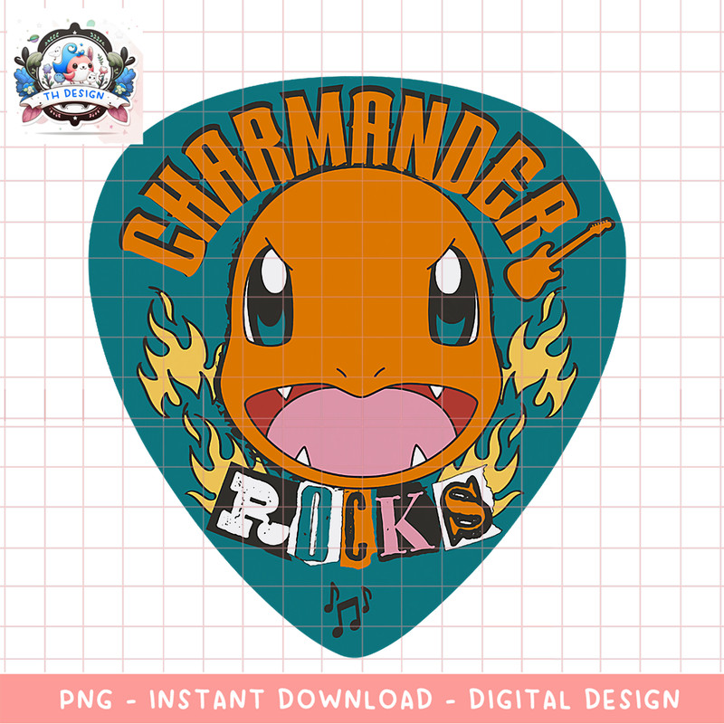 Pokemon Charmander Rocks Face Shot Guitar Pick png, digital download, instant .png