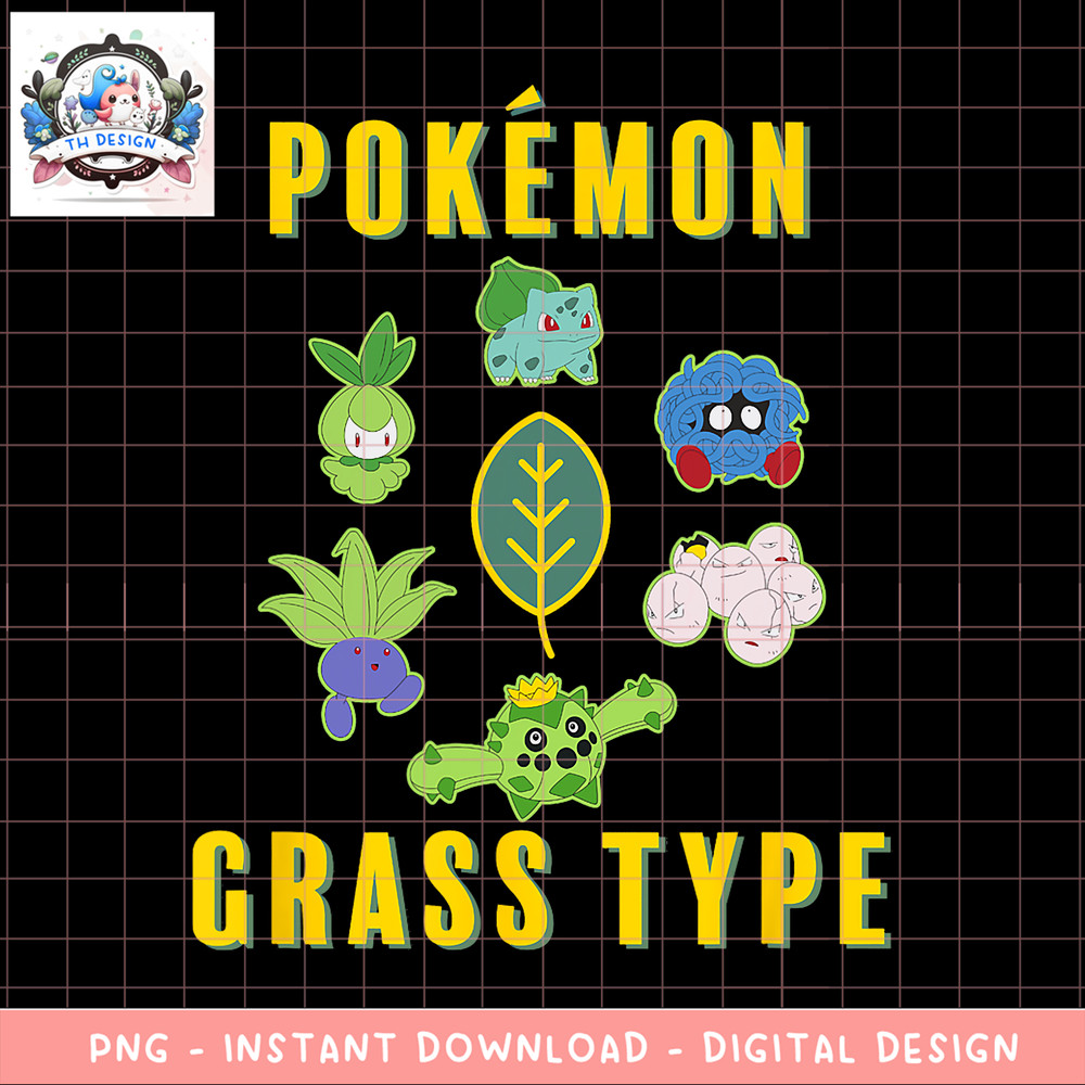 Pokemon Group Shot Grass Type Collage png, digital download, instant .png