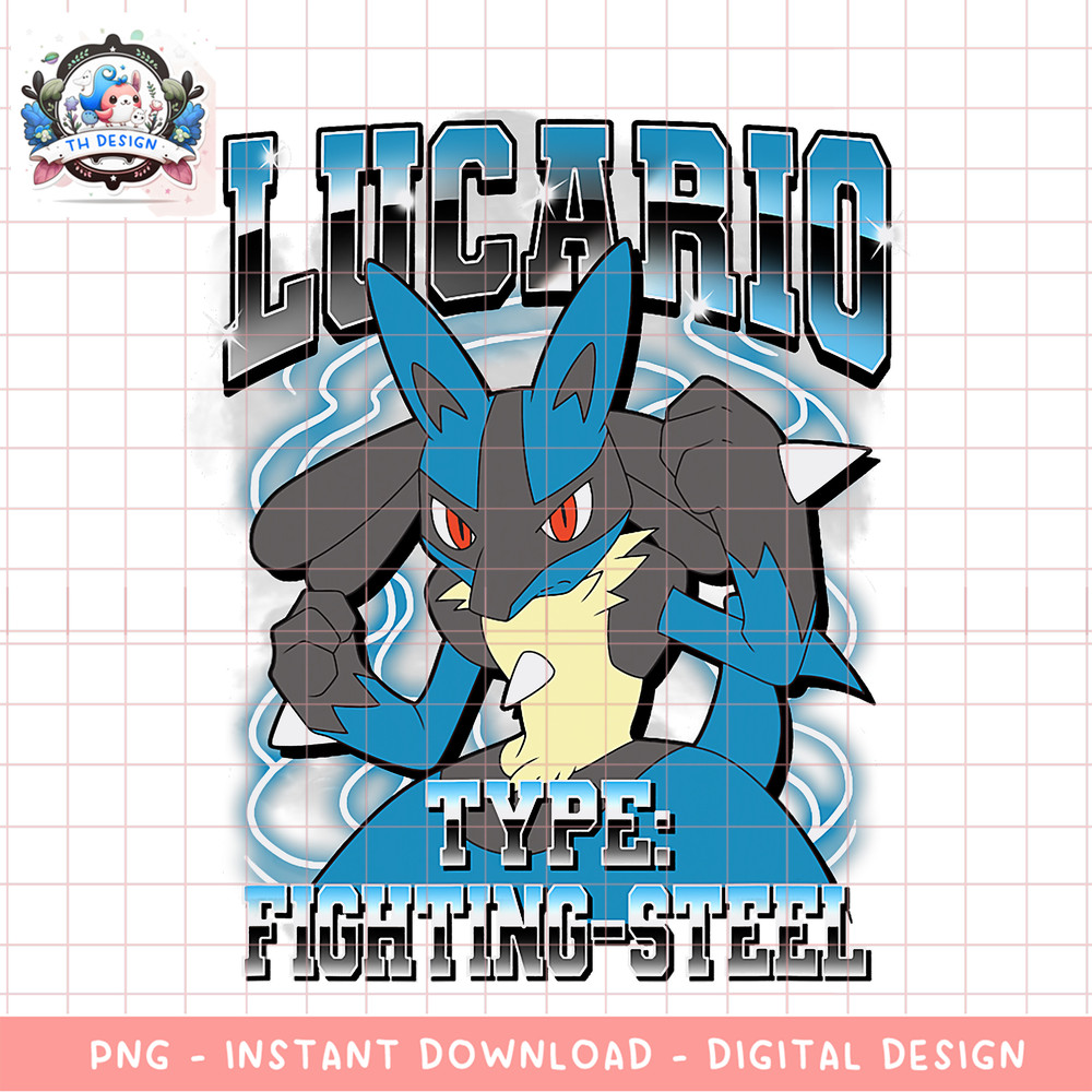 Pokemon Lucario Type Fighting-Steel Poster png, digital download, instant .png
