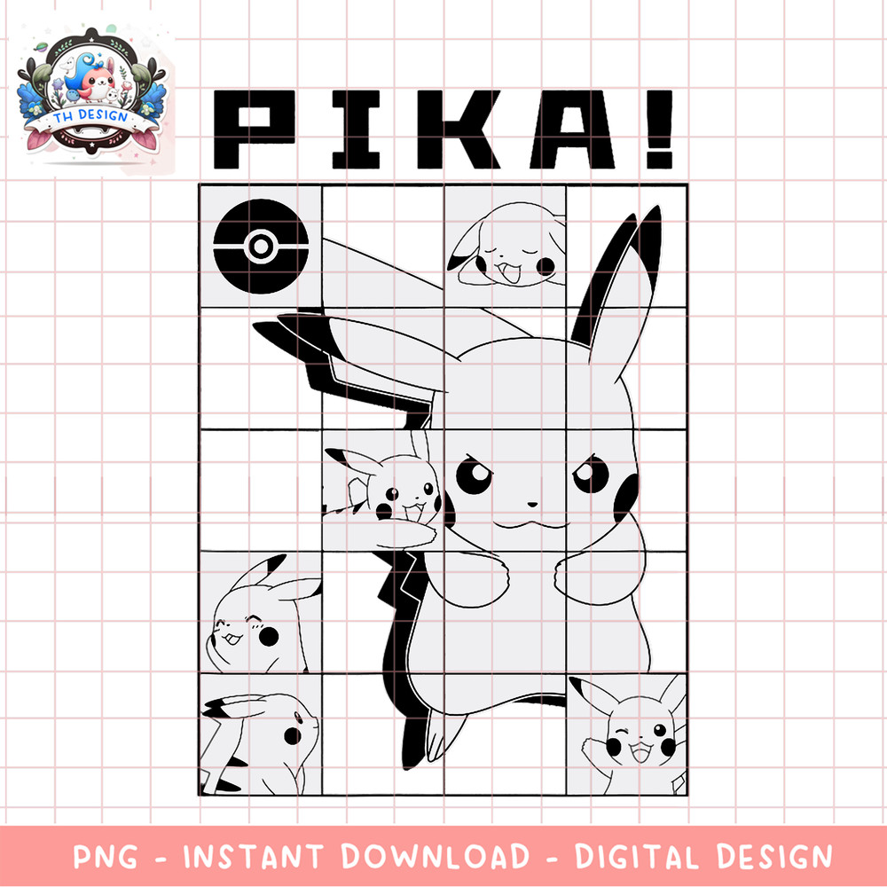 Pokemon Pika Squares png, digital download, instant .png