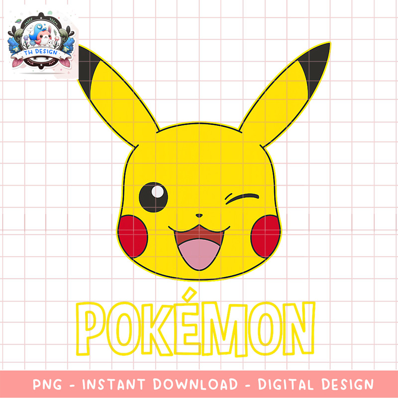 Pokemon Pikachu Cute Wink Classic Logo png, digital download, instant .png