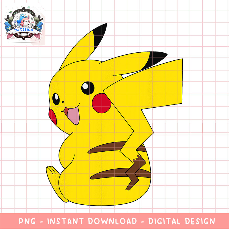 Pokemon Pikachu Happy Lookback Smile png, digital download, instant .png