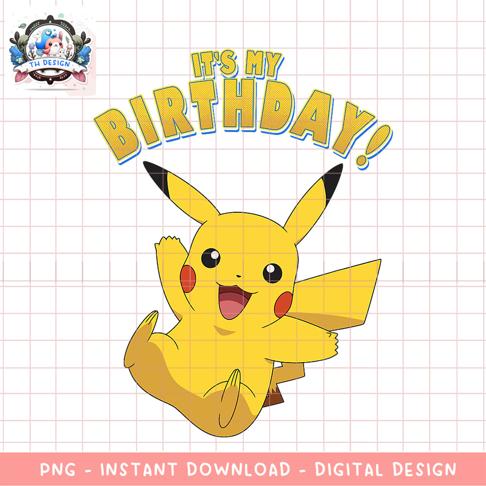 Pokemon Pikachu It_s My Birthday! Jumping Poster png, digital download, instant .png