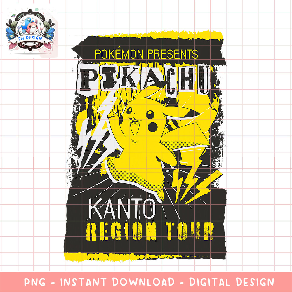 Pokemon Pikachu Rock Concert Kanto Region Tour Poster png, digital download, instant .png