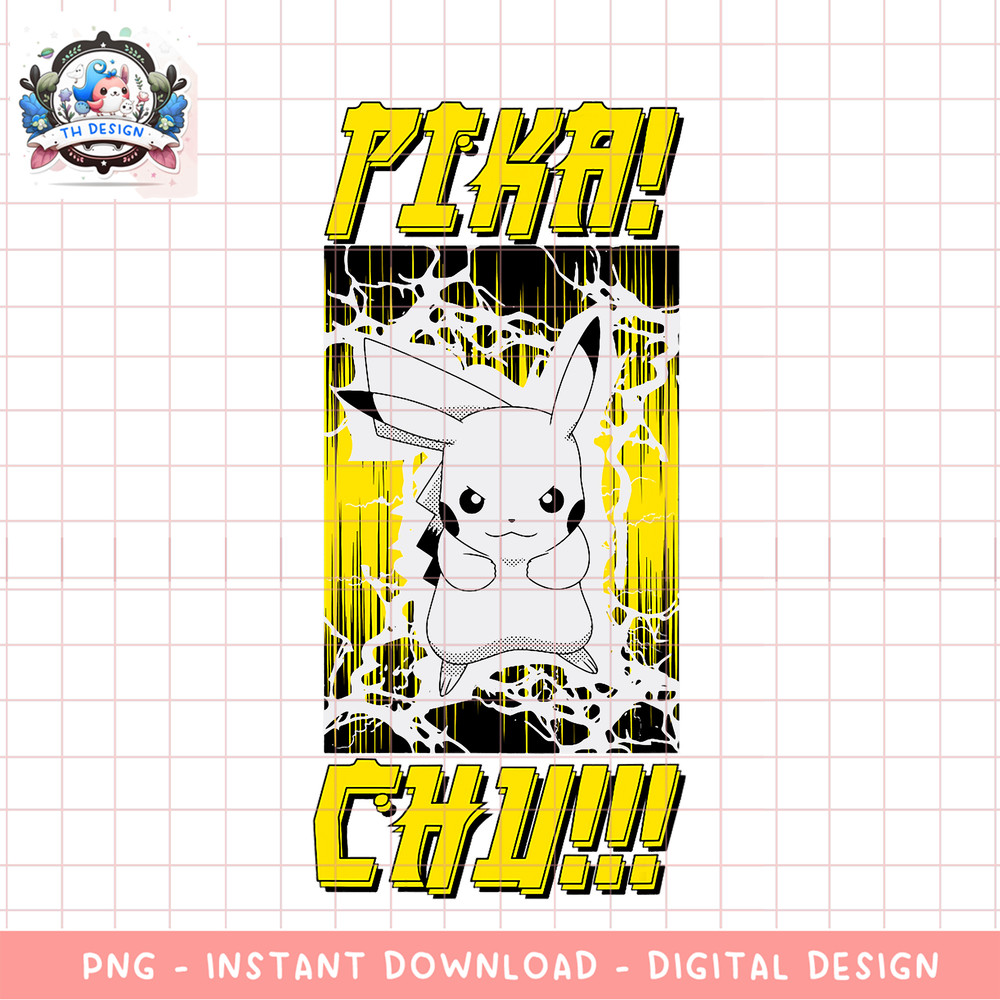 Pokemon Pikachu Thunder Shock Epic Attack Poster png, digital download, instant .png