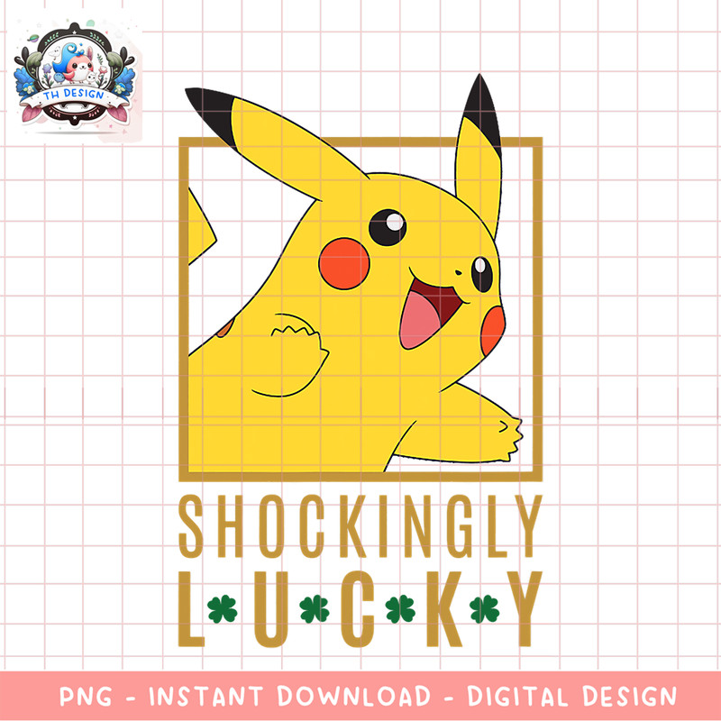 Pokemon St. Patrick_s Day Shockingly Lucky png, digital download, instant .png