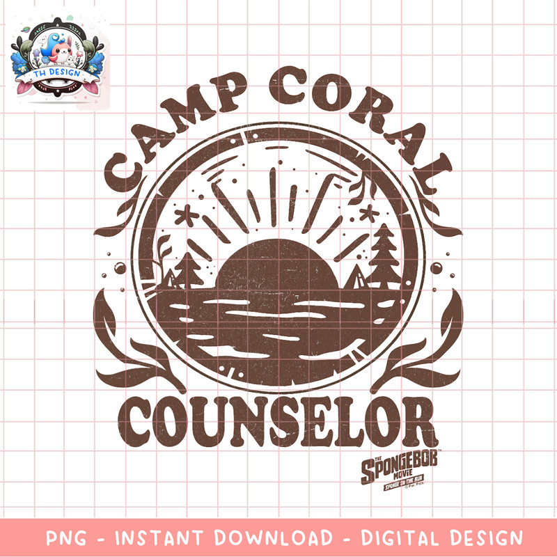 Sponge On The Run Camp Coral Counselor png, digital download, instant .png