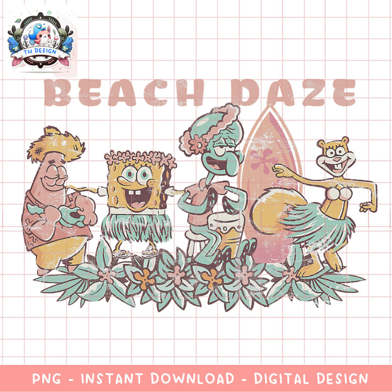 SpongeBob SquarePants Beach Daze Group Shot png, digital download, instant .png