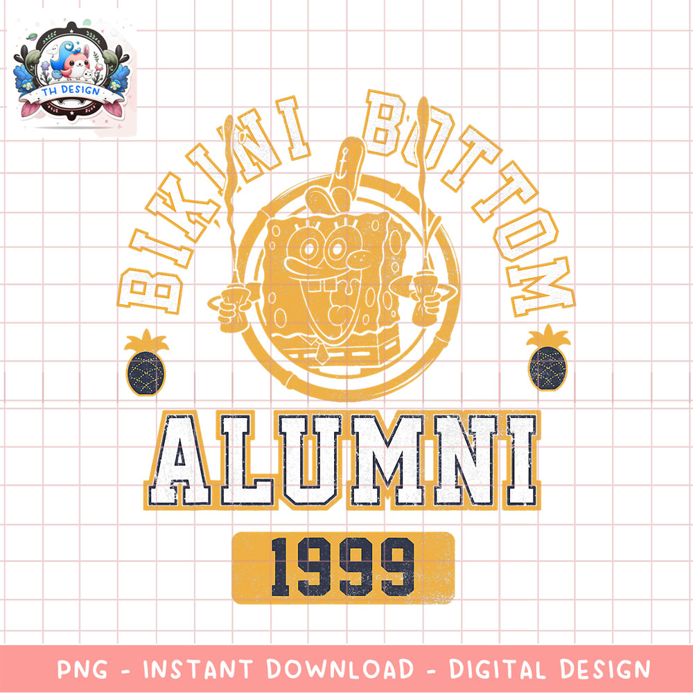 SpongeBob SquarePants Bikini Bottom 1999 Alumni Collegiate png, digital download, instant .png