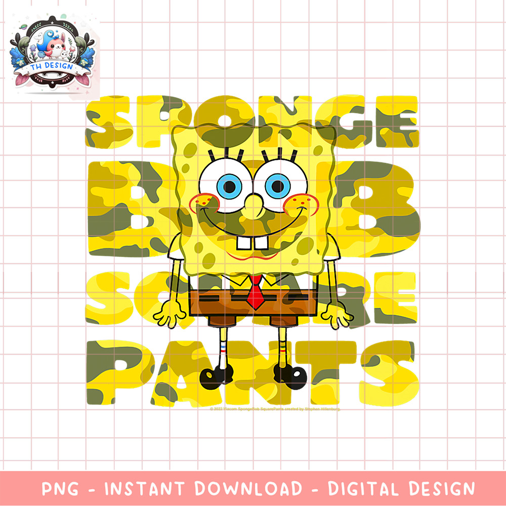 SpongeBob SquarePants Camo Pants png, digital download, instant .png