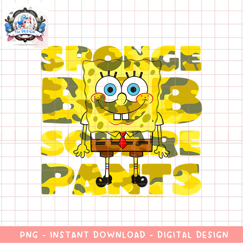 SpongeBob SquarePants Camo Pants png, digital download, instant .png