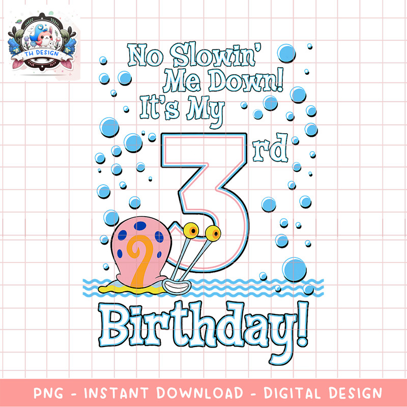 SpongeBob SquarePants Gary It_s My 3rd Birthday png, digital download, instant .png