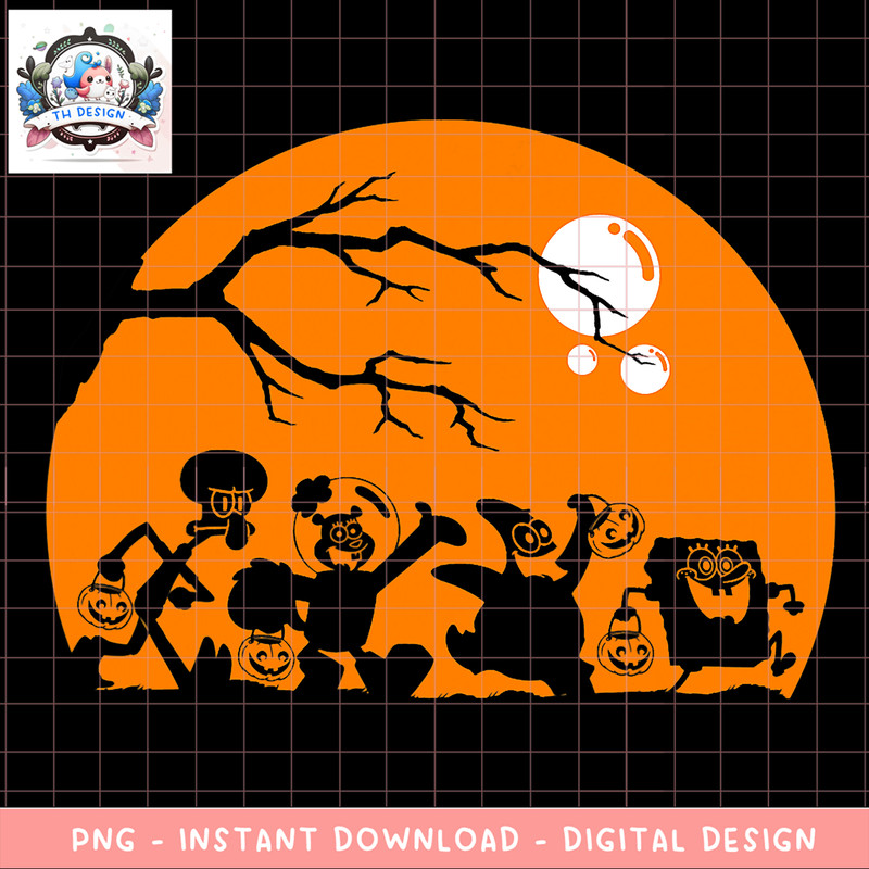 Spongebob Squarepants Halloween Group Shot Poster png, digital download, instant .png