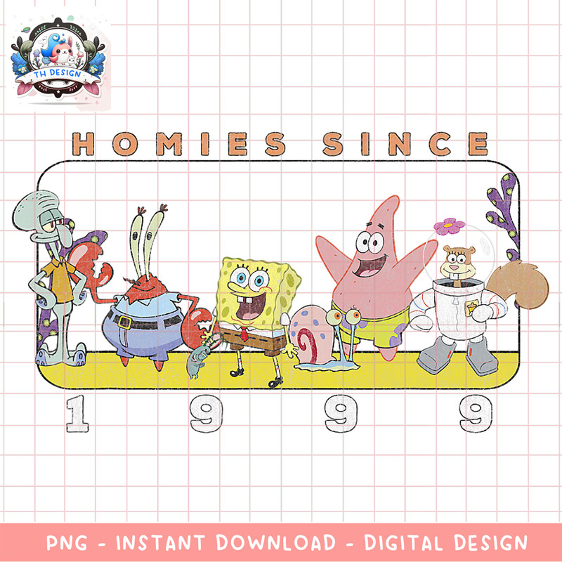 SpongeBob SquarePants Homies Since 1999 Panel Portrait png, digital download, instant .png