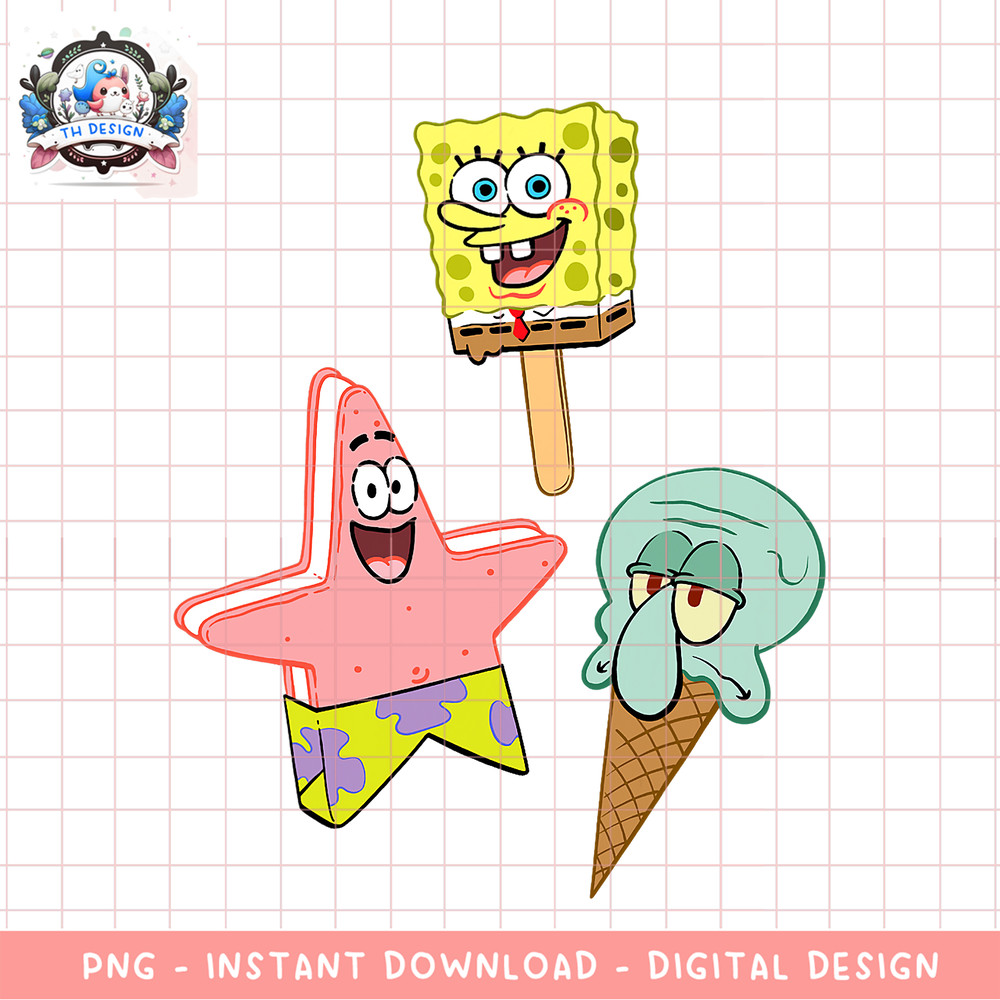 SpongeBob SquarePants Ice Cream Characters png, digital download, instant .png