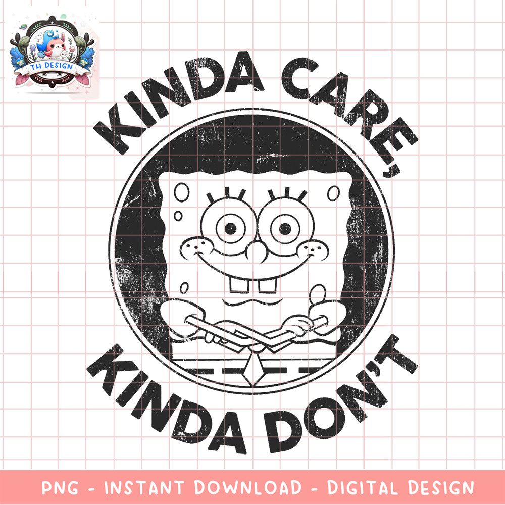 SpongeBob SquarePants Kinda Care Kinda Dont png, digital download, instant .png