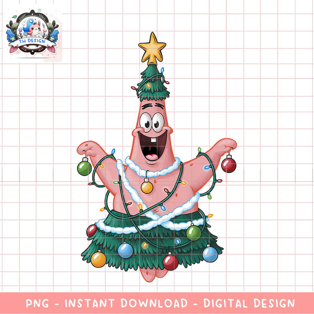 Spongebob Squarepants Patrick Star Christmas Tree png, digital download, instant .png