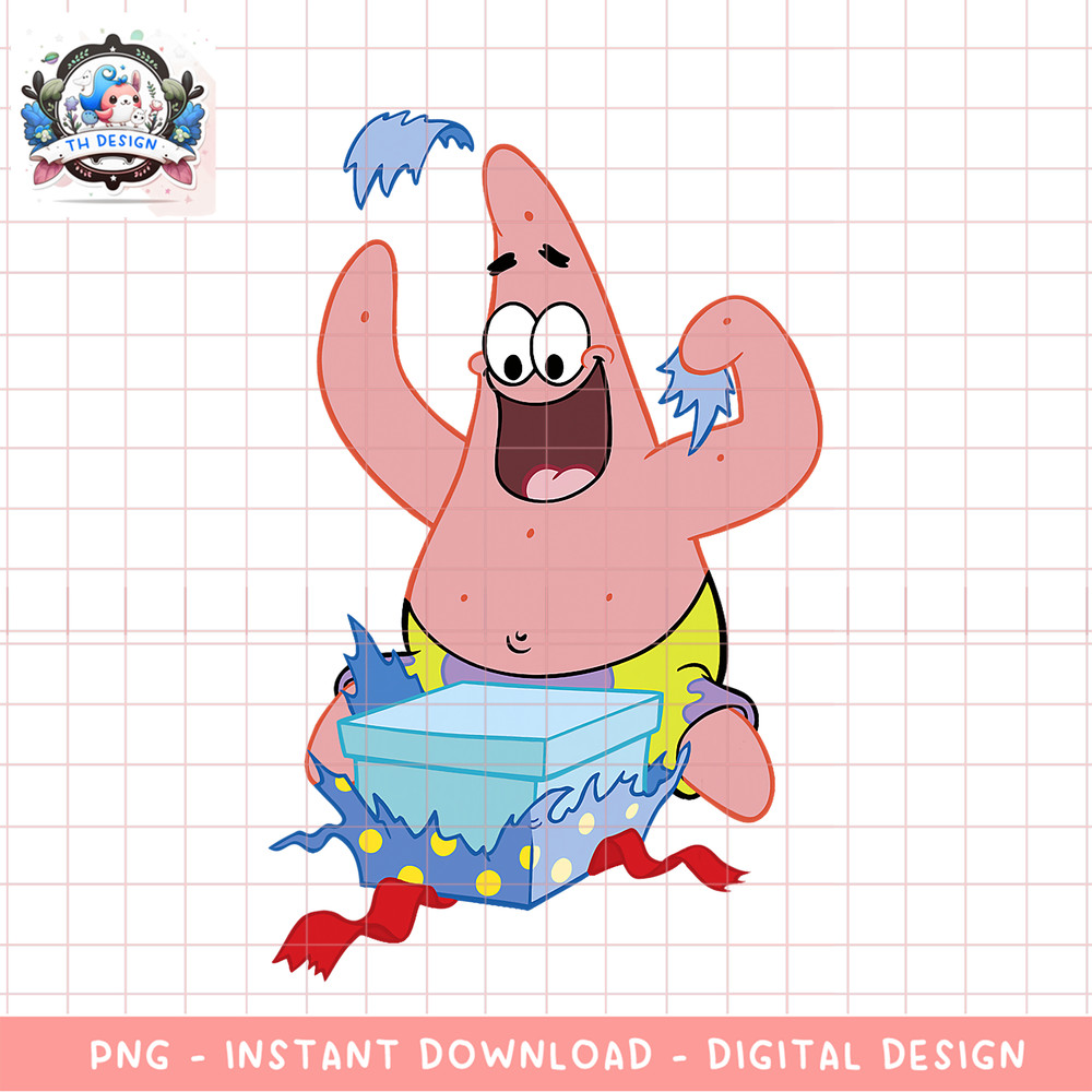 Spongebob Squarepants Patrick Star Opening Presents Holiday png, digital download, instant .png