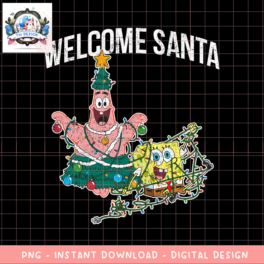 Spongebob Squarepants Patrick Star Welcome Santa Christmas png, digital download, instant .png