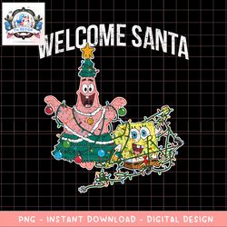 spongebob squarepants patrick star welcome santa christmas png, digital download, instant